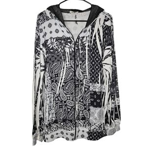 BLUMIN APARREL Women's Full Zip Hoodie Jacket Black & White Size 1XL NWOT